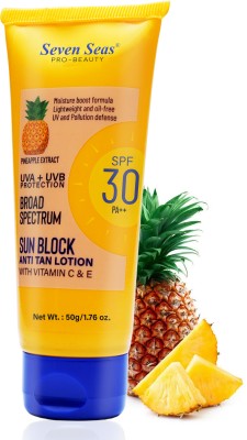 Seven Seas Sunscreen - SPF 30 PA++ Sun Block Anti Tan Lotion, with Vitamin C & E | UVA + UVB Protection Sunscreen(50 g)