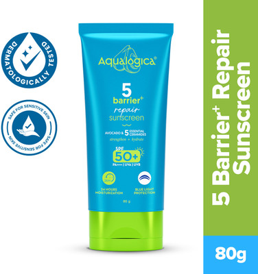 Aqualogica Sunscreen - SPF 50 PA++++ 5 Barrier+ Repair Sunscreen with Avocado & 5 Essential Ceramides(80 g)
