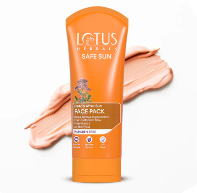 LOTUS HERBALS Sunscreen - SPF 50 Safe Sun DeTAN After-Sun Face Pack(100 g)