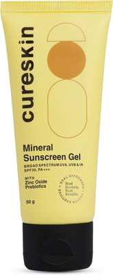 cureskin Sunscreen - SPF 30 PA+++ Broad Spectrum Sun (UVA/UVB) Protection with Prebiotics(50 g)