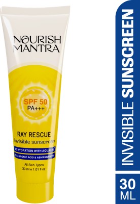 Nourish Mantra Sunscreen - SPF 50 PA+++ Ray Rescue Invisible Sunscreen With Ashwagandha For Hydration & Moisturization(30 ml)