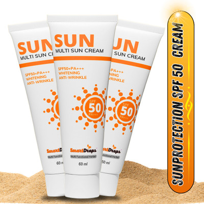 smartdrops Sunscreen - SPF 50 PA+++ SPF 50+PA+++ For Block the Sun Duo | Whitening Anti-Wrinkle(180 ml)