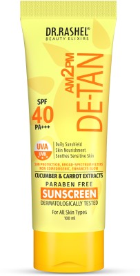 DR.RASHEL Sunscreen - SPF 40 PA+++ ULTA SMOOTH DE-TAN SUNSCREEN SPF FOR INDIAN SKIN WITH CUCUMBER & CARROT EXTRACTS.(100 ml)