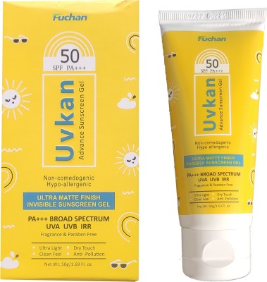 Fuchan Sunscreen - SPF 50 PA+++ UVKAN Sunscreen with SPF 50 PA+++ for UVA/B & Blue Light Protection(50 g)