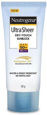 NEUTROGENA Sunscreen - SPF 50+ PA++++ Ultra Sheer Dry-Touch Sunblock| Water and sweat resistant| No white cast(80 g) NEUTROGENA Sunscreen - SPF 50+ PA++++ Ultra Sheer Dry-Touch Sunblock| Water and sweat resistant| No white cast(80 g)