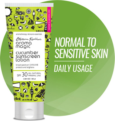 Aroma Magic Sunscreen - SPF 30 PA++ Cucumber Lotion|Brightens & Protect from UVA/UVB|Normal-Sensitive Skin(100 ml)