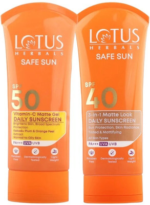 LOTUS HERBALS Sunscreen - SPF 50 PA+++ VITAMIN C MATTEGEL SPF50 WITH MATTELOOK DAILY SPF40(200 g)