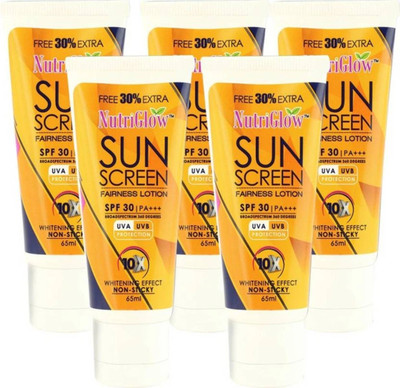 NutriGlow Sunscreen - SPF 50 PA+++ Sun Screen Lotion (Pack of 5)(65 ml)