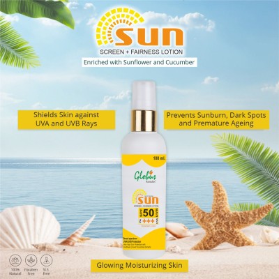 Globus Remedies Sunscreen - SPF 50 PA+++ Sunscreen Lotion With Fairness(100 ml)