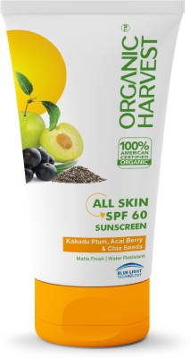 Organic Harvest Sunscreen - SPF 60 All Skin SPF 60 Sunscreen| Protects from UV Rays(50 g)