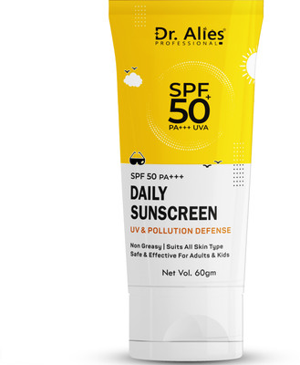 Dr. Alies Professional Sunscreen - SPF 50+++ PA+++ Sunscreen Lotion SPF50 PA+++ Sunblock Cream For Indian Skin - SPF 50 PA+++(60 g)