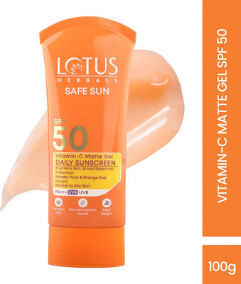 LOTUS HERBALS Sunscreen - SPF 50 PA+++ Safe Sun Vitamin-C MatteGEL Daily Sunscreen SPF 50(100 g)