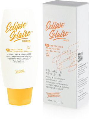 ECLIPSE SOLAIRE Sunscreen - SPF 50 PA+++ Aqua Fusion 5X Protection With Himalayan Spring Water, All Skin Types(60 ml)