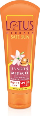 LOTUS HERBALS Sunscreen - SPF 50 PA+++ Safe Sun Invisible Matte Gel Sunscreen SPF 50 PA+++ , For Men & Women(100 g)