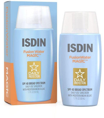 isdiN Sunscreen - SPF YES PA++++ Fusion Water Magic Ultralight SPF 40 Sunscreen with Hyaluronic Acid & Vitamin E(50 ml)