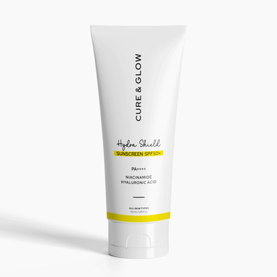 Cure & Glow Sunscreen - SPF 50 PA++ | Lightweight |Ceramide, Alpha Arbutin & VitC | UVA/UVB Blocker(50 g)
