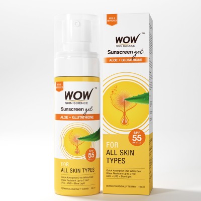 WOW SKIN SCIENCE Sunscreen - SPF 55 PA+++ PA++++ Sunscreen Matte Finish - SPF 55 PA+++ - Very High Broad Spectrum - UVA &UVB Protection - Quick Absorb - No Parabens, Silicones, Mineral Oil, Oxide, Color & Benzophenone - 100mL(100 ml)