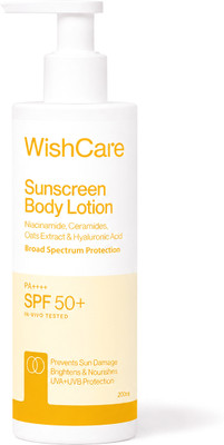 WishCare SPF 50 PA+++ Sunscreen Body Lotion|In-Vivo Tested|For Women & Men|No White Cast(200 ml)