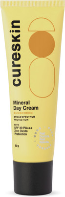 cureskin Sunscreen - SPF 30 PA+++ Broad Spectrum Mineral Day Cream Sun (UVA/UVB) Protection with Zinc Oxide(50 g)
