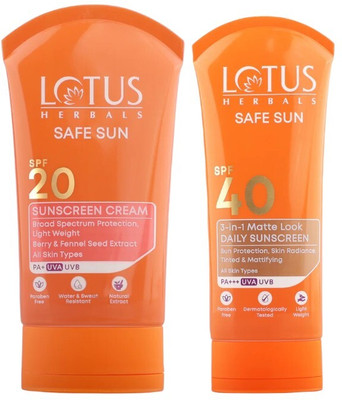 LOTUS HERBALS Sunscreen - SPF 40 PA+++ SAFESUN DAILY MATTELOOK COMBO(150 g)