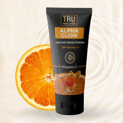 TRU HAIR & SKIN Sunscreen - SPF 50 PA++ Alpha Glow Sunscreen for Men -SPF 50 | Instant Brightening(50 ml)