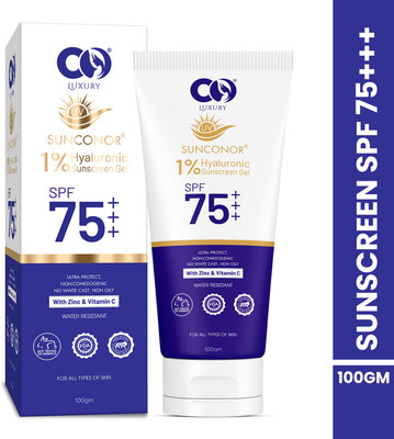 CO Sunscreen - SPF 75 PA+++ Luxury Water Resistant Sunscreen UVA & UVB Protection with Vitamin C & Zinc(100 g)