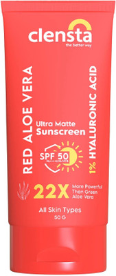 Clensta Sunscreen - SPF 50 PA++++ RED ALOE VERA DAILY MATTE SUNSCREEN UVA/UVB(50 g)