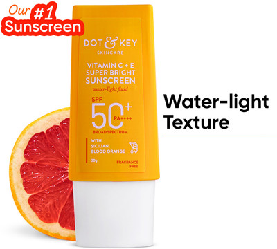 Dot & Key Sunscreen - SPF 50 PA++++ Sunscreen SPF 50 PA+++ with Vitamin C + E | for Even Toned & Glowing Skin(30 g)