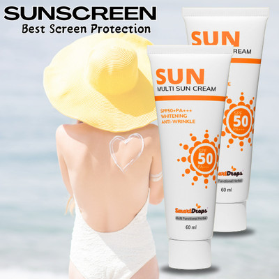 smartdrops Sunscreen - SPF 50+ PA+++ Anti-Wrinkle Sunscreen For UVA And UVB Protection And No White Cast(120 ml)