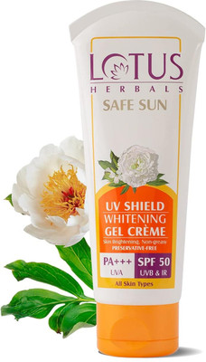 LOTUS Sunscreen - SPF 50 PA+++ Herbals Safe Sun UV Shield Whitening Gel CrÃ¨me(50 g)