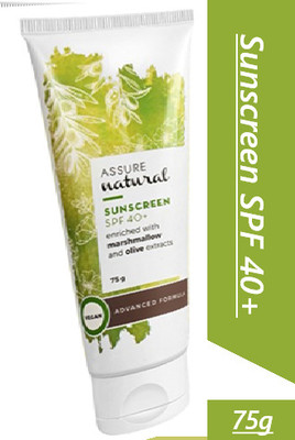 ASSURE Sunscreen - SPF SPF 40+ PA+++ Sunscream SPF 40+ Enriched With Marshmallow & Olive Extracts (75g) Pack of 1(75 g)