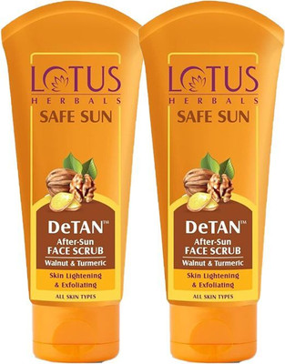 LOTUS HERBALS Sunscreen - SPF 50 Safe Sun DeTan After-Sun Face Scrub_100g ( Pack of 2 )(200 g)