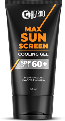 BEARDO Sunscreen - SPF 60 PA++++ Max Sunscreen Cooling Gel For Men|Broad Spectrum UVA/UVB Protection Brightening(50 g)
