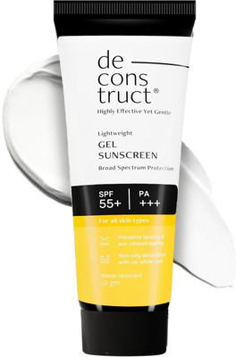 deconstruct Sunscreen - SPF 55+ PA+++ Lightweight Gel Sunscreen | No White Cast | For men & Women |(50 g)