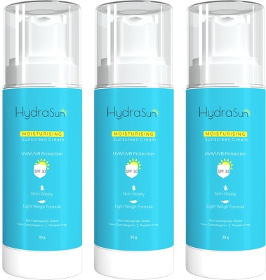 Hydrasun Sunscreen - SPF 30 Moisturising Sunscreen Cream : Pack of 3 (each 30gm)(90 g)