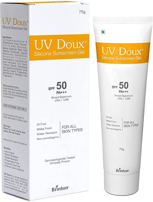Brinton Sunscreen - SPF 50 PA+++ UVDoux Silicone Sunscreen Gel with SPF 50 PA+++ in Matte Finish and Oil Free Formula| Water Resistant Sunscreen| Protection against UVA/UVB Ray(75 g) Brinton Sunscreen - SPF 50 PA+++ UVDoux Silicone Sunscreen Gel with SPF 50 PA+++ in Matte Finish and Oil Free Formula| Water Resistant Sunscreen| Protection against UVA/UVB Ray(75 g)