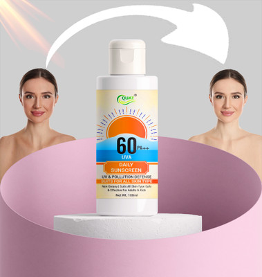QUAT Sunscreen - SPF 60++PA PA++ SPF 60 PA++ Gel Sunscreen for UV & Pollution Protection – Lightweight(100 ml)