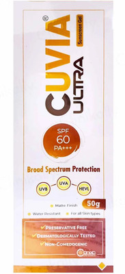 GLOWVIVA Sunscreen - SPF 60 PA+++ Cuvia Ultra Sunscreen Gel SPF 60 PA+++ 50 g – High-Protection Matte Finish(50 g)