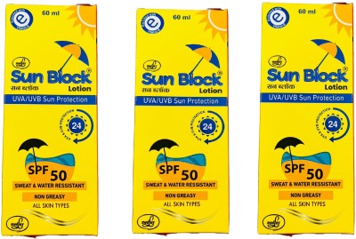 MEDLEY Sunscreen - SPF 50 SUNBLOCK SUN SCREEN LOTION 3X60ML(180 ml)