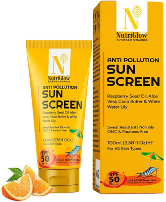 Nutriglow Advanced Organics Sunscreen - SPF 50 PA+++ Anti-Pollution No White Cast Non-Greasy(100 ml)
