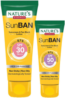 Nature's Essence Sunscreen - SPF 50 PA+++ SUNBAN SPF 30(140MRP)60ML + SPF 50(100MRP)30ML(90 ml)
