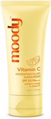 MOODY Sunscreen - SPF 50 PA+++ Vitamin C Hydrating Fluid Sunscreen Mandarin Orange & Vitamin E(50 ml)