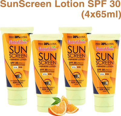 NutriGlow Sunscreen - SPF 50 PA+++ Sun Screen Lotion (Pack of 4)(65 ml)