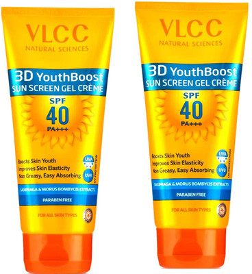 VLCC Sunscreen - SPF 40 PA+++ 3D Youth Boost SPF40 +++ Sunscreen Gel Cream Pack of - 25g x 2(50 g)