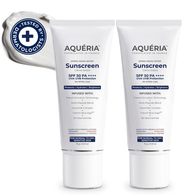 aqueria Sunscreen - SPF 50 PA++++ Brightening & Hydrating French Multi-Active SPF | Niacinamide, Tranexamic Acid(30 g)