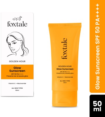 Foxtale Sunscreen - SPF 50 PA+++ SPF 50 Glow Sunscreen PA++++ with Vitamin C & Niacinamide for a Dewy Glow(50 ml)