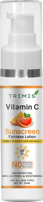 TRIMIS Sunscreen - SPF 50+ Vitamin C Sunscreen Lotion Brightening & Moisturizing For All Skin Types(50 ml)