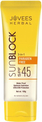 JOVEES Sunscreen - SPF 45 PA+++ Sunblock | For Normal to Dry Skin | UVA & UVB Protection(100 g)