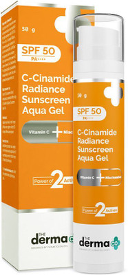 The Derma Co Sunscreen - SPF 50 PA++++ C-Cinamide Sunscreen Aqua Gel, with Vitamin C & Niacinamide, No White Cast(50 g)