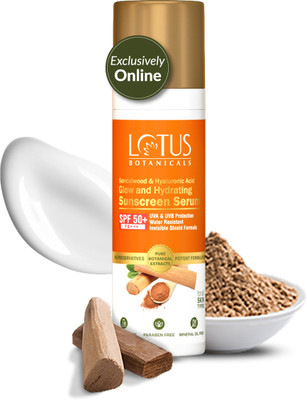 Lotus Botanicals Sunscreen - SPF 50 PA+++ Sandalwood & Hyaluronic Acid Glow & Hydrating Serum(30 ml)